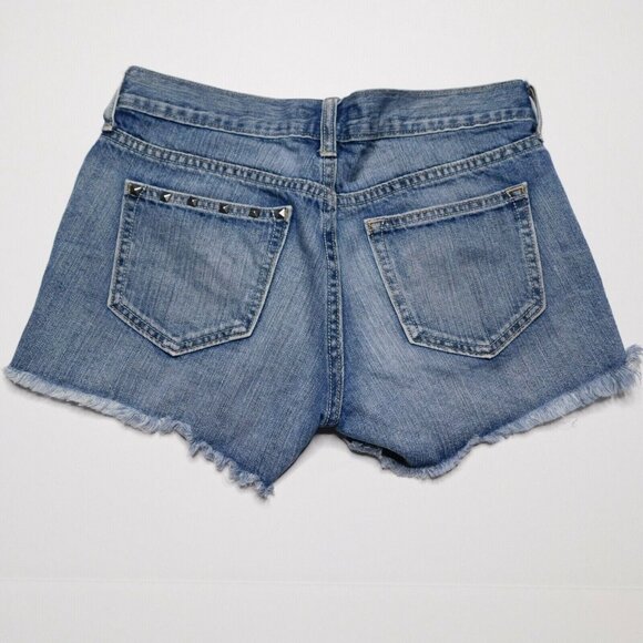 Old Navy Womens Jean Shorts Size 2 Mini Short Booty Mid Rise Metal Stud Cut Offs - Picture 2 of 5